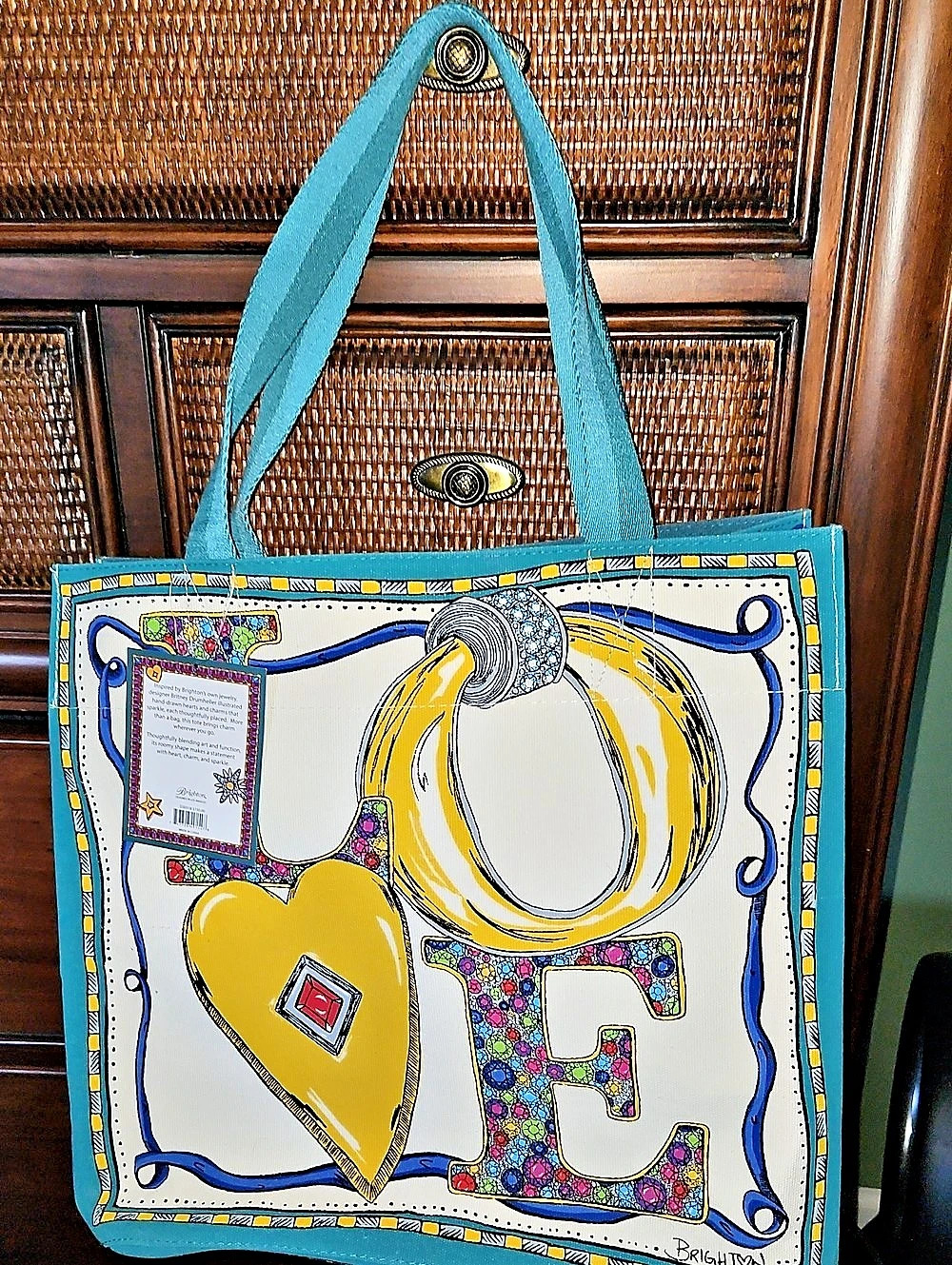 New Brighton Charmed Canvas Tote Bag Blue & Yellow